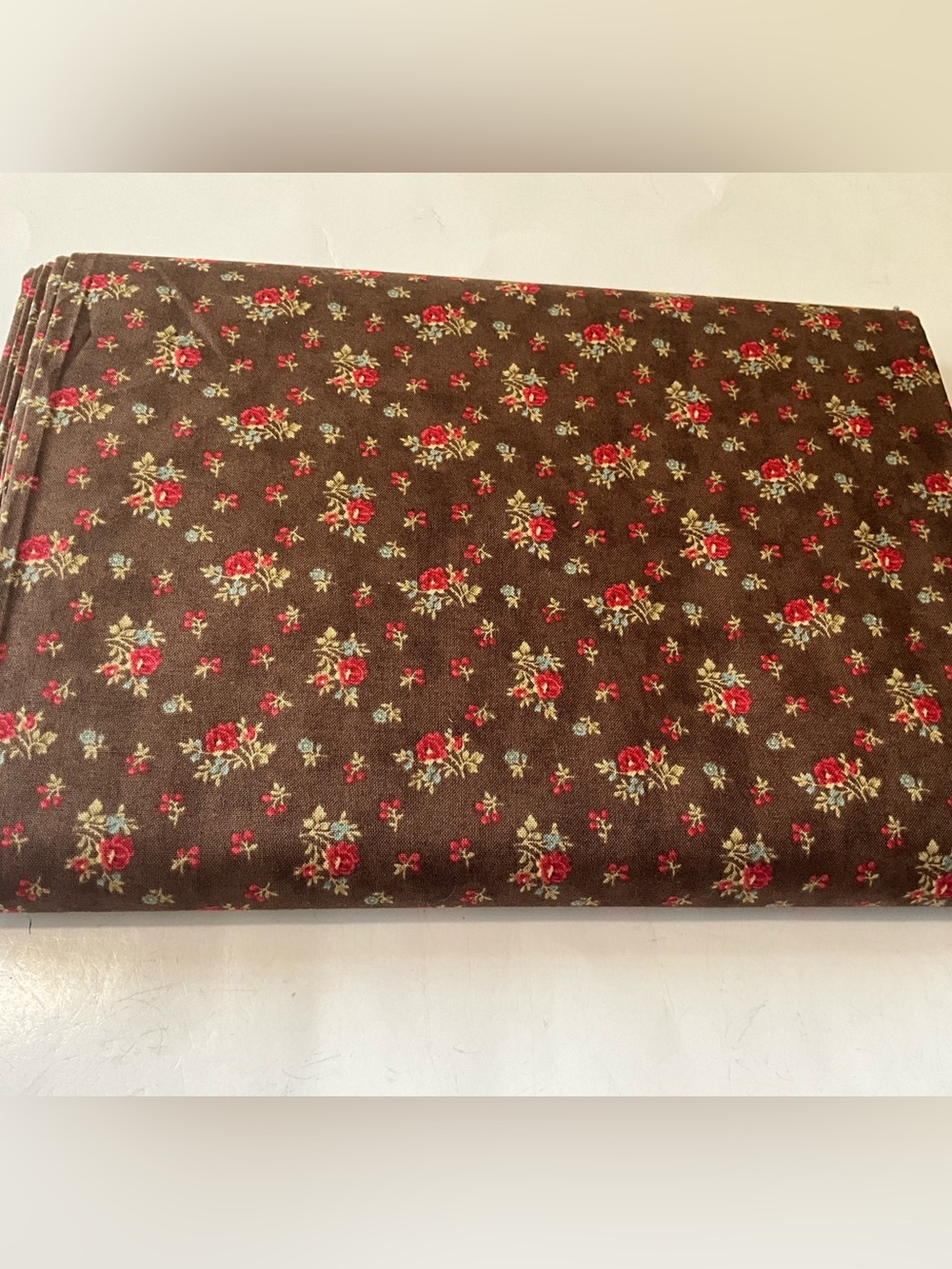 Quilting Sewing Fabric Moda Double Chocolat #3844 Brown Red Roses Cotton 5.4yds